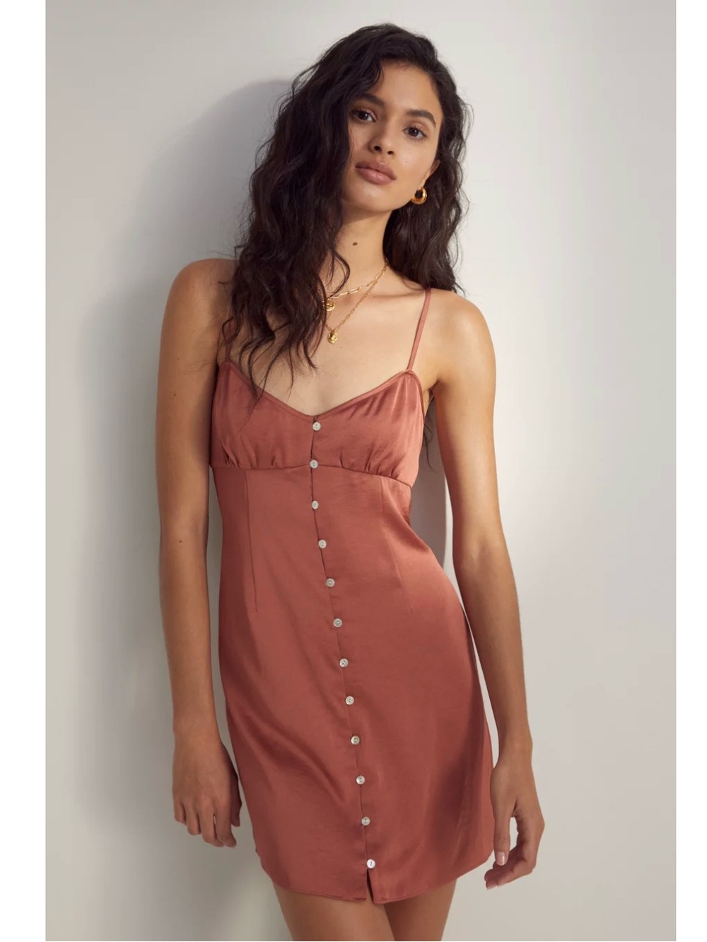 Aritzia Wilfred Bloom Mini Slip Dress in Rust Orange Brown Size 8